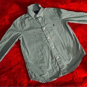 Boy’s Polo Green and White Checkered Buttondown Colored Shirt